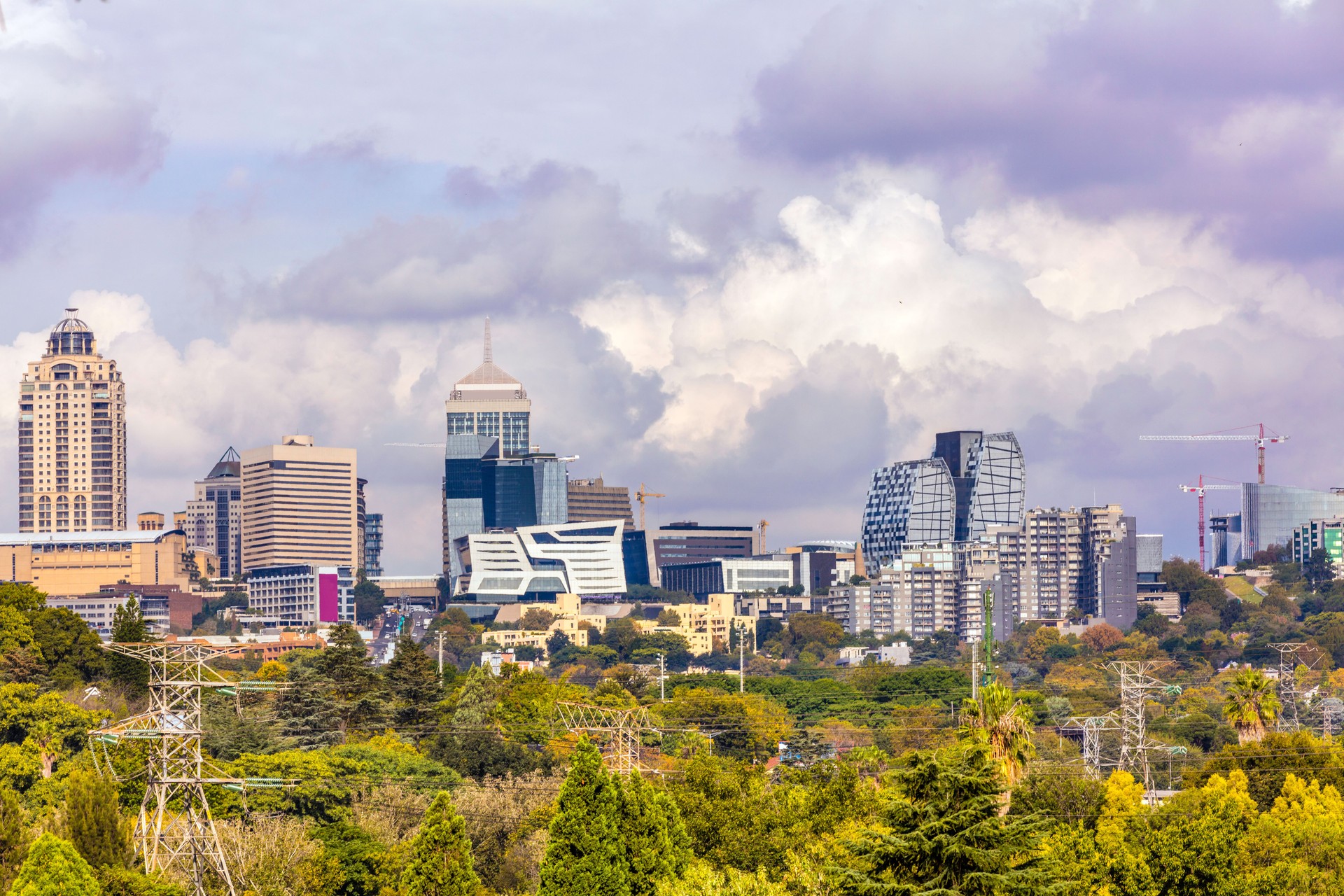 Sandton city skyline scenic cloudscape